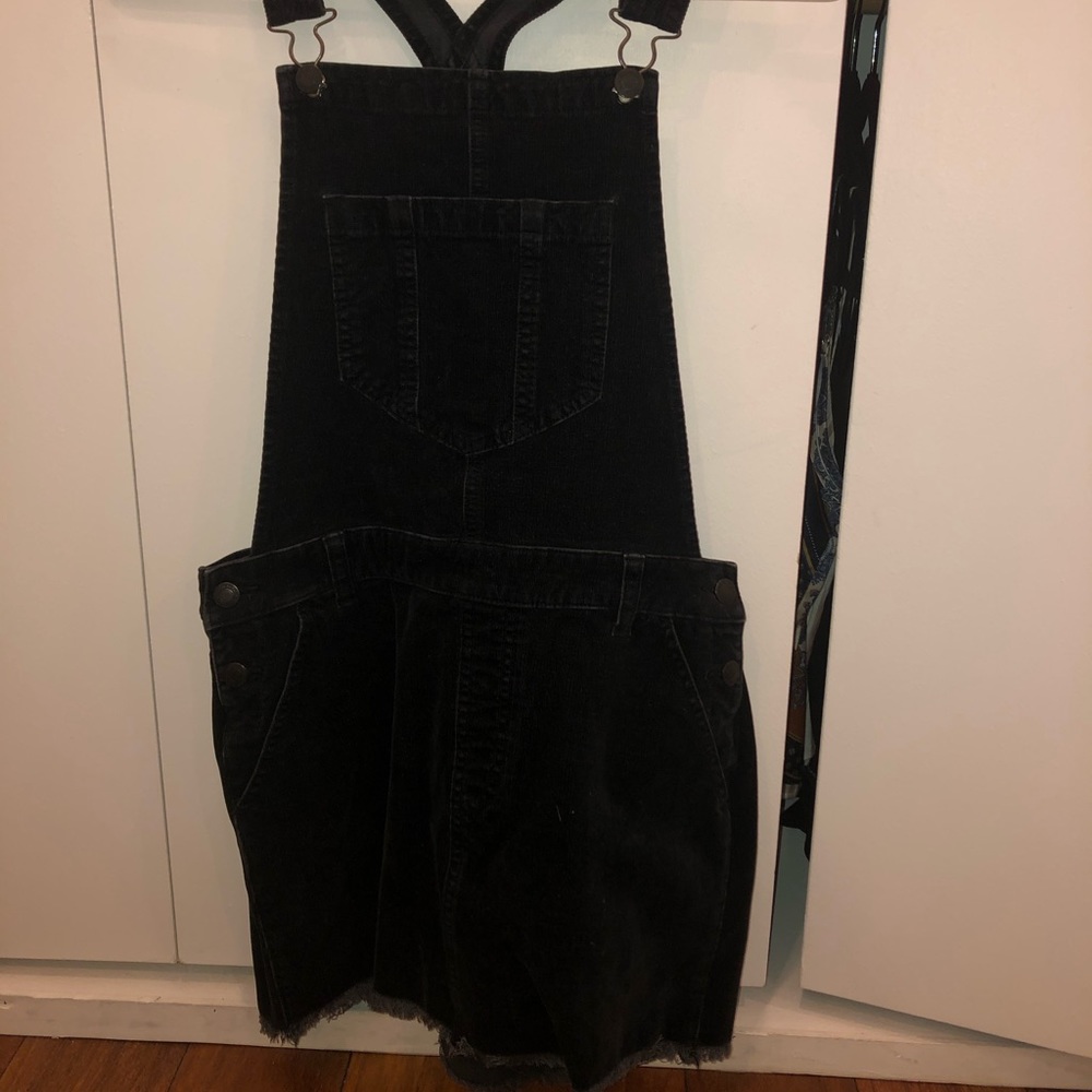 Black corduroy overall dress